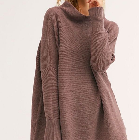 Free People Ottoman Slouchy Tunic Mockneck Sweater Dress Oversized Nutmeg Size S - Picture 2 of 7